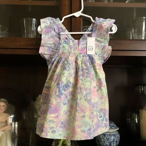 LAST ONE! Baby Gap Floral Flutter Dress 6-12M CUTE Back NWT!